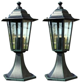 vidaXL Lămpi de grădină, 2 buc., verde închis/negru, aluminiu