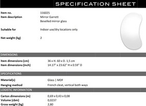 Oglinda decorativa cu forma naturala, organica Garrett 36x60cm