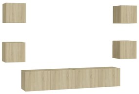 3078977 vidaXL Set de dulapuri TV, 6 piese, stejar sonoma, lemn prelucrat