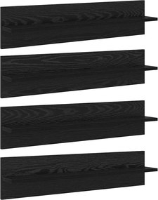 vidaXL Șemele de perete cu raft 4 pcs Stejar Negru 80 x 11,5 x 18 cm
