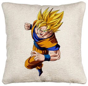 Perna Decorativa Canapea cu Goku Angry, 40x40 cm, Cu fermoar