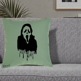 Perna Personalizata Halloween Ghostface Scream Picurand, 40x40 cm, Verde, Husa Detasabila, Perna Inclusa, BEKZ®