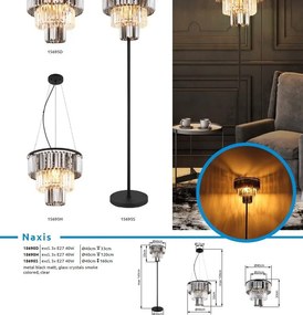 Lampadar design modern NAXIS 3L negru/fumuriu