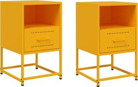 vidaXL Noptiere, 2 buc., galben muștar, 36x39x60,5 cm, oțel