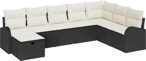 vidaXL Set de canapele pentru grădină cu pernă 8 pcs Negru Rattan poli