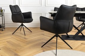 Scaun pivotant modern, Piele Naturala, Negru, PAPILLON