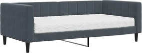 vidaXL Pat de zi cu saltea, gri închis, 90x190 cm, catifea