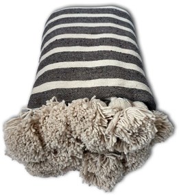 Patura Maroc 250x150 cm bumbac maro cu dungi crem tesuta manual