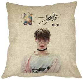 Perna Decorativa BTS Jungkook 2, 40x40 cm, Husa Detasabila, Burduf