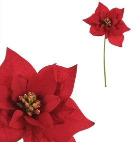 Set de Flori de Crăciuniță pe tulpină, 2 bucăți, roșii, 32 cm
