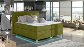 Pat tapitat boxspring, cu spatiu pentru depozitare, echipat cu LED, 160X200 cm, Amadeo, Eltap (Culoare: Roz)