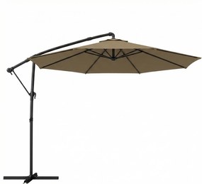 Outsunny Umbrelă laterală rotundă 3 m, umbrelă de grădină înclinabilă cu husă de protecție, poliester protecție UV UPF50+, Kaki | Aosom Romania