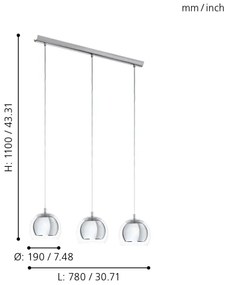 Eglo 94593 - Lustra ROCAMAR 3xE27/60W/230V