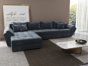 Colțar extensibil dumonde cu ladă de depozitare si sezut confortabil din spuma high-density, Loana XL Euphoria Grafit 335x185 cm