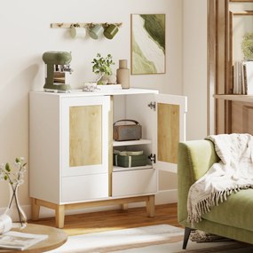 HOMCOM Bufet, mobilier de depozitare cu 2 uși, 2 sertare și raft reglabil, 80 x 40 x 86 cm, alb și stejar | Aosom Romania