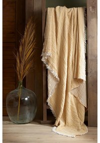 Cuvertură galbenă din muselină pentru pat dublu 220x240 cm Etno - Mijolnir