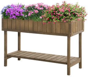 Outsunny Ghiveci pe Picioare pătrat Potager raft dim. 110L x 46l x 76H cm 8 Compartimente Inserturi de irigare Lemn de Brad | Aosom Romania