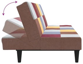 Canapea pat cu 2 locuri, cu taburet, multicolor, textil Canapea fara cotiera + taburet
