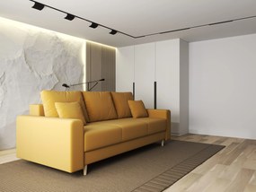 Canapea extensibilă dumonde cu ladă de depozitare si sezut confortabil din spuma high-density, Kronos Royal Mustar 210x100 cm