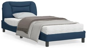 3207750 vidaXL Cadru de pat cu tăblie, albastru, 90x200 cm, textil