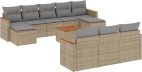 vidaXL Set canapele de grădină, 11 piese, cu perne, bej, poliratan