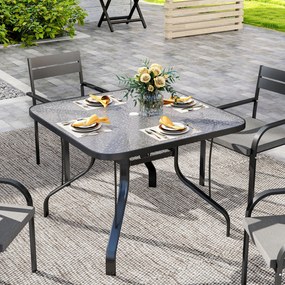 Outsunny Masă de Grădină pentru 4 Persoane cu Gaură pentru Umbrelă Ø54 mm, 96,5x96,5x70 cm, Negru | Aosom Romania