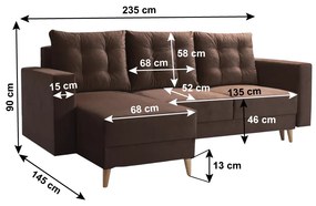 Canapea extensibila, maro, stanga, BLEKY ROH