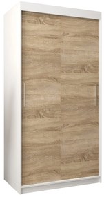 Dulap de haine 100 cm Toki (alb mat + stejar sonoma). 1064792