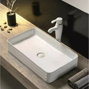 Lavoar pe blat Inter Ceramic Art dreptunghiular alb lucios 68 cm