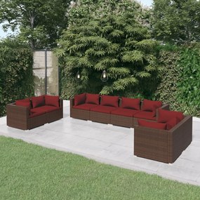 3102283 vidaXL Set mobilier de grădină cu perne, 8 piese, maro, poliratan