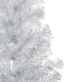 Brad de Craciun artificial cu LED globuri argintiu 150 cm PET 1, silver and grey, 150 cm