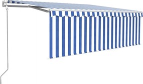 vidaXL Copertină retractabilă automat cu stor, albastru&alb, 4,5x3 m
