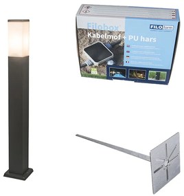 Lampă de exterior antracit 80 cm IP44 - Malios cu țăruș de pământ și garnitură pentru cablu