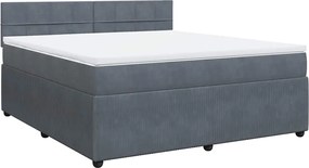 vidaXL Pat box spring cu saltea, gri închis, 180x200 cm, catifea