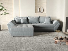 Colțar extensibil dumonde cu ladă de depozitare si sezut confortabil din spuma high-density, Loana Zoom Grey 270x185 cm