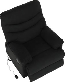 Fotoliu reglabil masaj, material textil catifea negru, LAMBERT