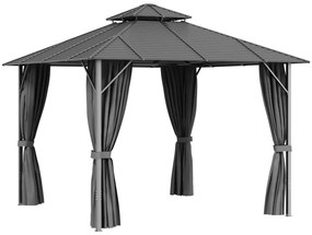 Pavilion cu pereti laterali si acoperis dublu, antracit, 3x3 m 3 x 3 m, Cu perete lateral