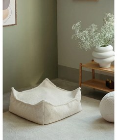 Fotoliu puf pentru copii crem cu tapițerie din țesătură bouclé Square – Wigiwama