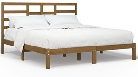 3105818 vidaXL Cadru de pat, maro miere, 200x200 cm, lemn masiv