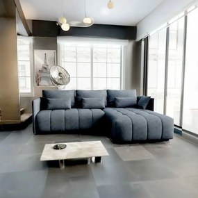 Colțar extensibil dumonde cu ladă de depozitare si sezut confortabil din spuma high-density, Malta Enjoy Antracit II 235x185 cm