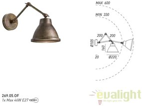 Aplica de perete design vintage, brat articulat, Loft 269.05.OF