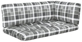 Canapea din paleti cu 2 locuri, cu perne, lemn pin gri tratat model gri carouri, Canapea cu 2 locuri, Gri, 1