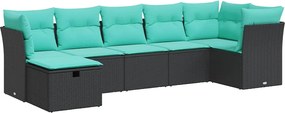 vidaXL Set canapele de grădină cu perne, 7 piese, negru, poliratan