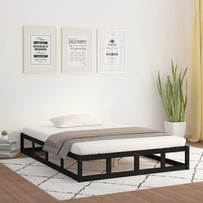 820815 vidaXL Cadru de pat Super King, negru, 180x200 cm, lemn masiv