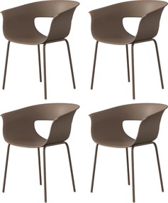 Outsunny Scaune de grădină Set 4 buc ergonomice pentru balcon cu design decupaj cotiere rezistente la intemperii Cafeniu | Aosom Romania