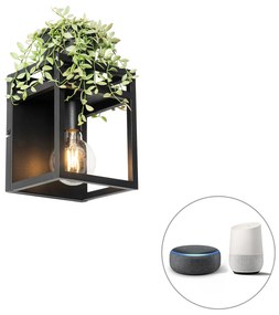 Lampă de perete inteligentă neagră cu raft, inclusiv Wi-Fi G95 - Cage Rack