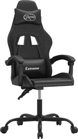 vidaXL Scaun de gaming pivotant, negru, piele ecologică