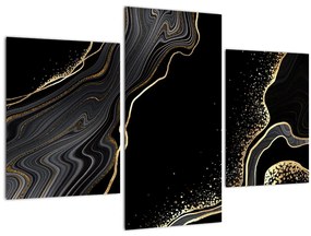 Tablou - Marmură negru - auriu (90x60 cm)