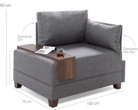 Fotoliu de colț TULA, bej, pe partea dreaptă