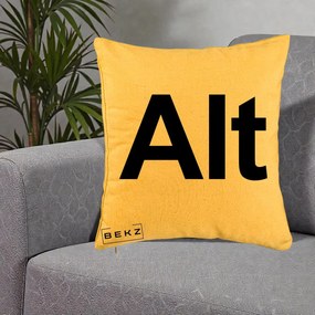 Perna Personalizata Tasta Alt Tipografie Bold, 40x40 cm, Galben, Husa Detasabila, Perna Inclusa, BEKZ®